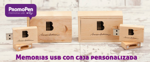 memorias USB de madera con caja